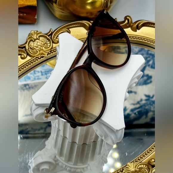 🆕 GUCCI 🧿 NWOT GG0885SA002 Acetate Cat Eye Horsebit Sunglasses, Brown Gradient - Picture 13 of 15